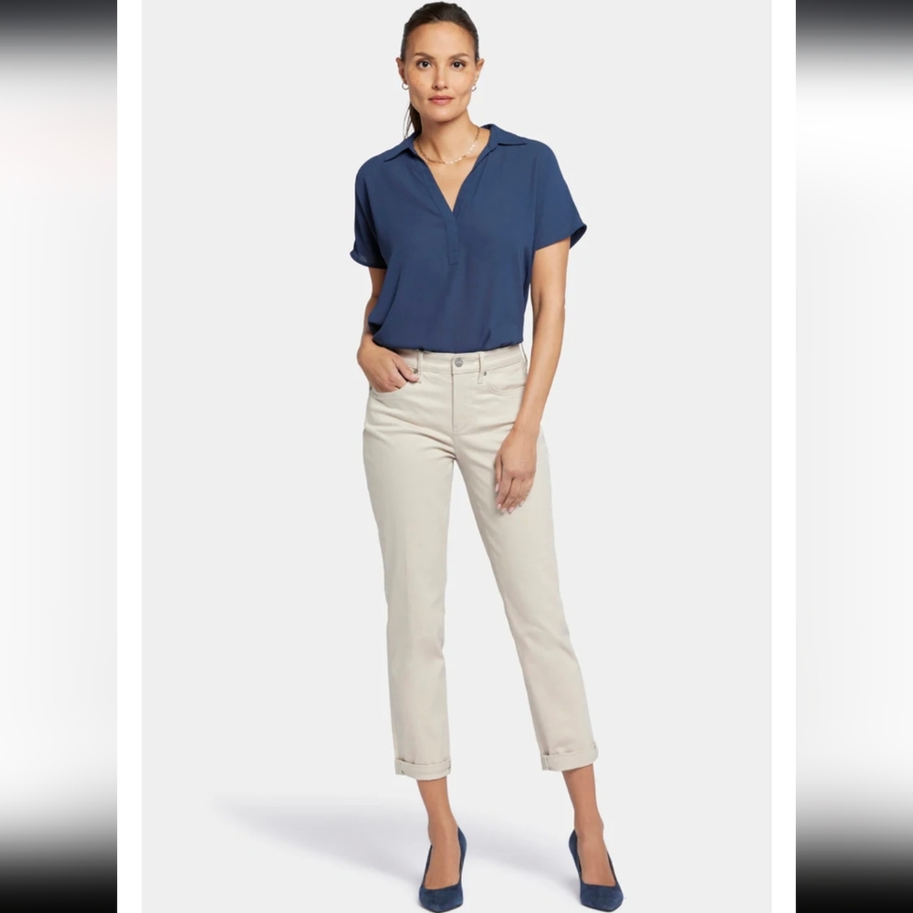 NYDJ Margot Girlfriend Jeans w/ Roll Cuffs- 14